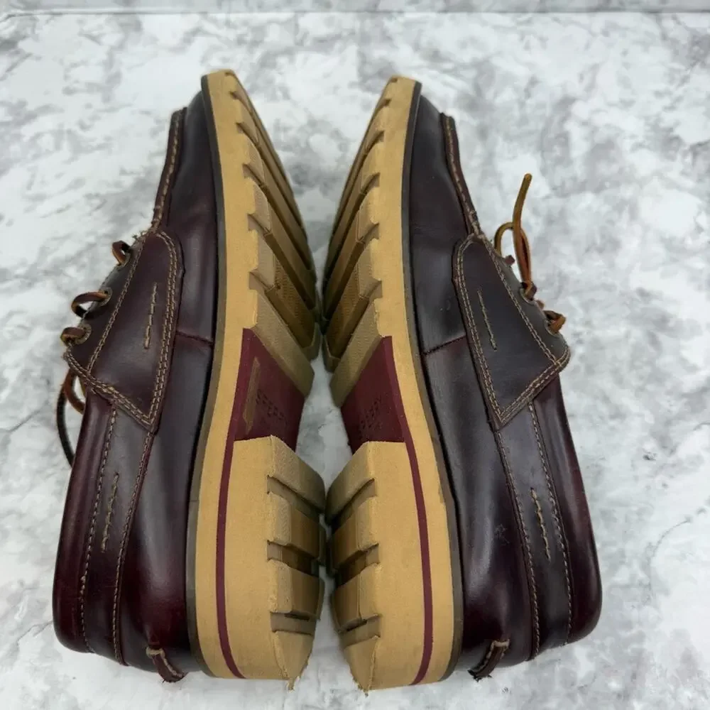 SPERRY Top-Sider 3-eye Dark Brown Leather Lug Moc Toe Boat Shoes Women’s Sz 8